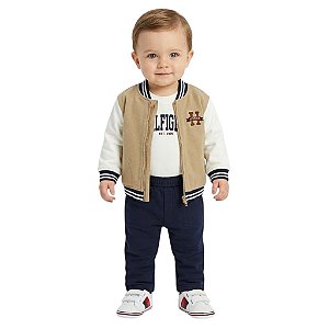 Conjunto 3 peças Infantil Tommy Hilfiger – Jaqueta de Beisebol