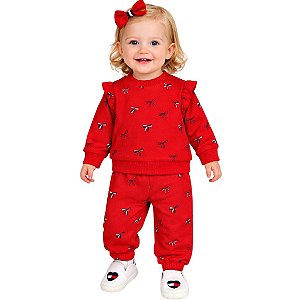 Conjunto Bebê Tommy Hilfiger em Moletom Laços