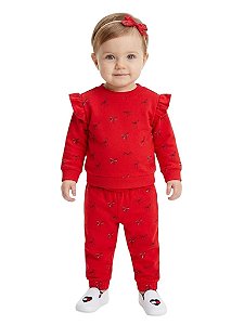 Conjunto Bebê Tommy Hilfiger em Moletom Fleece com Estampa de Laços