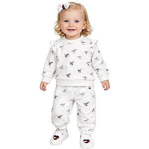 Conjunto Bebê Tommy Hilfiger em Moletom Laços