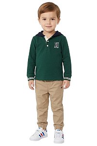 Conjunto Infantil Tommy Hilfiger – Polo de Manga Longa e Calça Jogger em Sarja