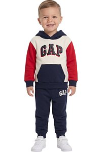 Conjunto Infantil GAP Moletom Vermelho, Azul e Branco