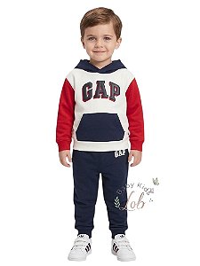 Conjunto Infantil GAP Moletom Vermelho, Azul e Branco