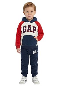 Conjunto Infantil GAP Moletom Vermelho, Azul e Branco