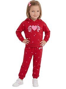 Conjunto Infantil GAP Moletom com Fleece Corações
