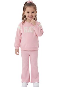 Conjunto Infantil GAP em Moletinho Rosa