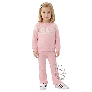 Conjunto Infantil GAP em Moletinho Rosa