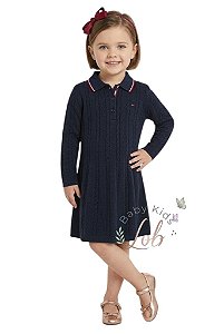 Vestido Infantil Tommy Hilfiger em Tricot com Gola Polo