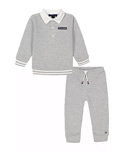 Conjunto Bebê Tommy Hilfiger em Moletom com Gola Polo