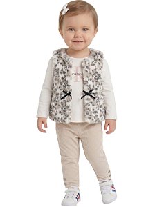 Conjunto 3 Peças Bebê Calvin Klein – Camiseta, Colete e Legging