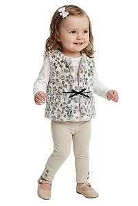 Conjunto 3 Peças Bebê Calvin Klein – Camiseta, Colete e Legging