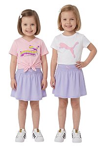 Conjunto Infantil Puma 3 Peças com Saia e Shorts Embutido