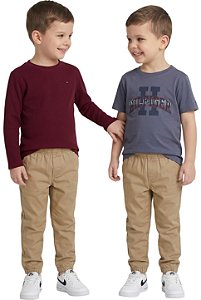 Conjunto Infantil 3 peças Tommy Hilfiger T-Shirt, Blusa Térmica e Calça Jogger