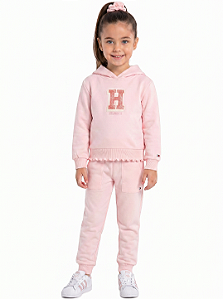 Conjunto Infantil Tommy Hilfiger em Moletom rosa