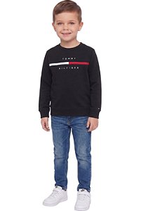 Moletom Infantil Tommy Hilfiger Preto Sem Fleece