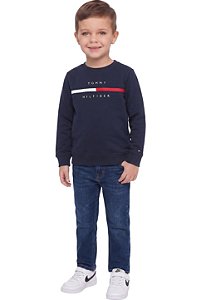 Moletom Infantil Tommy Hilfiger Azul Marinho Sem Fleece
