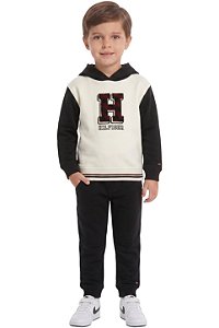 Conjunto Infantil Tommy Hilfiger Moletom Off White/Preto