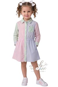 Vestido Infantil Chemise Tommy Hilfiger Listrado Color Block