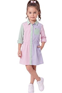 Vestido Infantil Chemise Tommy Hilfiger Listrado Color Block
