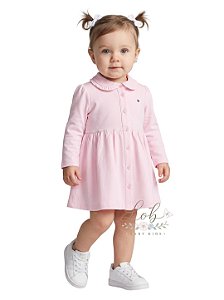 Vestido Bebê Tommy Hilfiger em Malha Piquet Rosa
