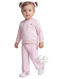 Conjunto Moletom Bebê Tommy Hilfiger Estrelas Rosa