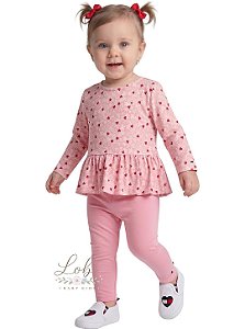 Conjunto Bebê Tommy Hilfiger em Malha – Batinha Peplum e Legging