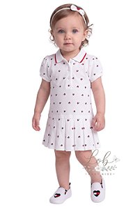 Vestido Polo Bebê Tommy Hilfiger Piquetr Branco