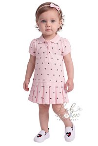 Vestido Polo Bebê Tommy Hilfiger Piquet Rosa