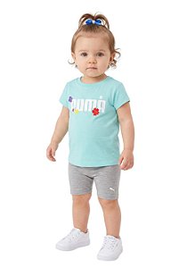 Conjunto Bebê Esportivo Puma Camiseta + Biker Shorts