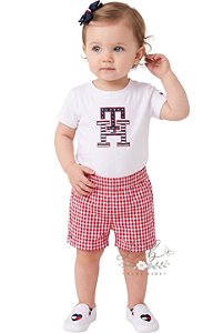 Conjunto Bebê Menina Tommy Hilfiger Camiseta e Shorts Xadrez