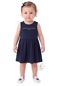 Vestido Bebê Tommy Hilfiger em Malha Azul Marinho