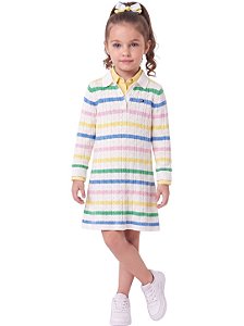Vestido InfantilTommy Hilfiger Polo em Tricô Trançado Listrado