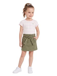 Conjunto Infantil Tommy Hilfiger – Camiseta+ Saia em Sarja
