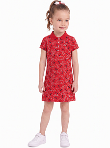 Vestido Infantil Tommy Hilfiger Polo Vermelho Estampa Náutica