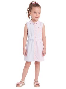 Vestido Infantil Tommy Hilfiger Chemise Listrado em Algodão