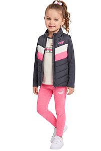 Conjunto Infantil Puma 3 Peças Colete, Camiseta ML e Legging