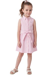 Vestido Infantil Tommy Hilfiger Chemise Listrado Rosa