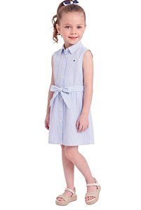 Vestido Infantil Tommy Hilfiger Chemise Listrado Azul