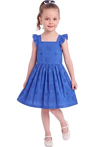 Vestido Infantil Tommy Hilfiger Bordado Inglês Azul Rpyal