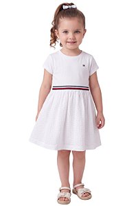 Vestido Infantil Tommy Hilfiger Branco com Saia Texturizada