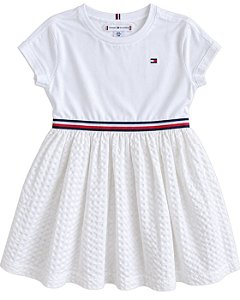 Vestido Infantil Tommy Hilfiger Branco com Saia Texturizada