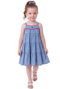 Vestido Infantil Tommy Hilfiger Jeans Chambre Leve com Babados