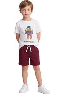 Camiseta Infantil Polo Ralph Lauren Polo Bear Náutico Branca