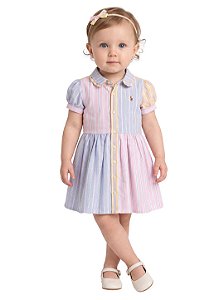 Vestido Bebê Polo Ralph Lauren Listrado Multicolorido