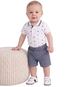 Conjunto Bebê Tommy Hilfiger Body Polo e Bermuda