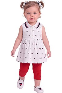 Conjunto Bebê Tommy Hilfiger Batinha Piquet e Legging Capri