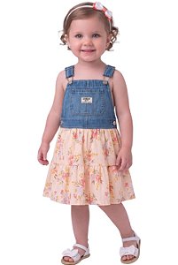 Jardineira Jeans com saia floral Oshkosh