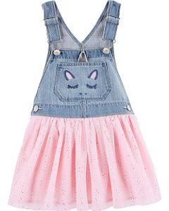 Jardineira Jeans tulle Unicornio Oshkosh