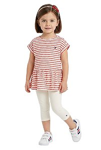 Conjunto Infantil Blusa Peplum e Legging Capri Tommy Hilfiger