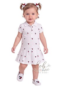 Vestido Polo Bebê Tommy Hilfiger Piquet Corações